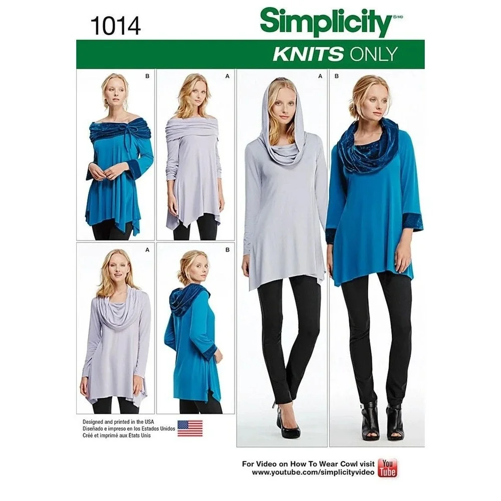 Simplicity Sewing Pattern 1014 0278 Knit Tunics Misses Size XXS-XXL